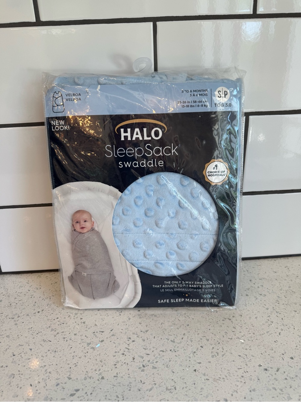 NIP HALO SleepSack Swaddle Blue Plushy Dot Velboa Size Small Baby Swaddle